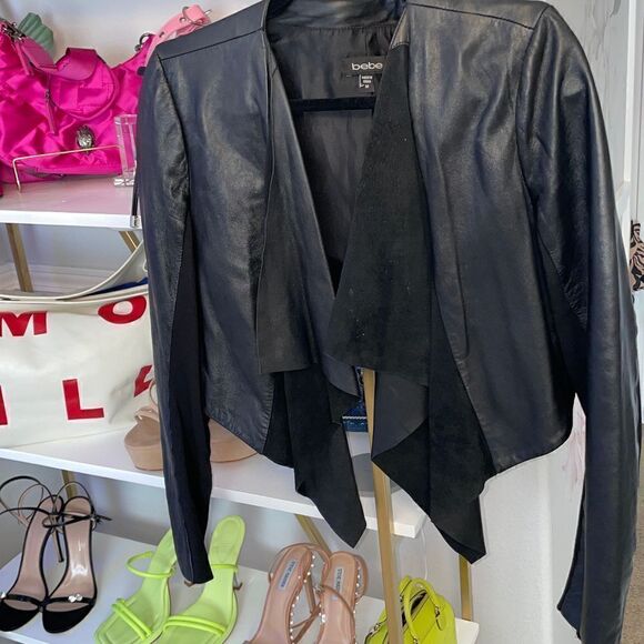 Bebe Leather Waterfall Jacket, SZ M - Picture 2 of 7